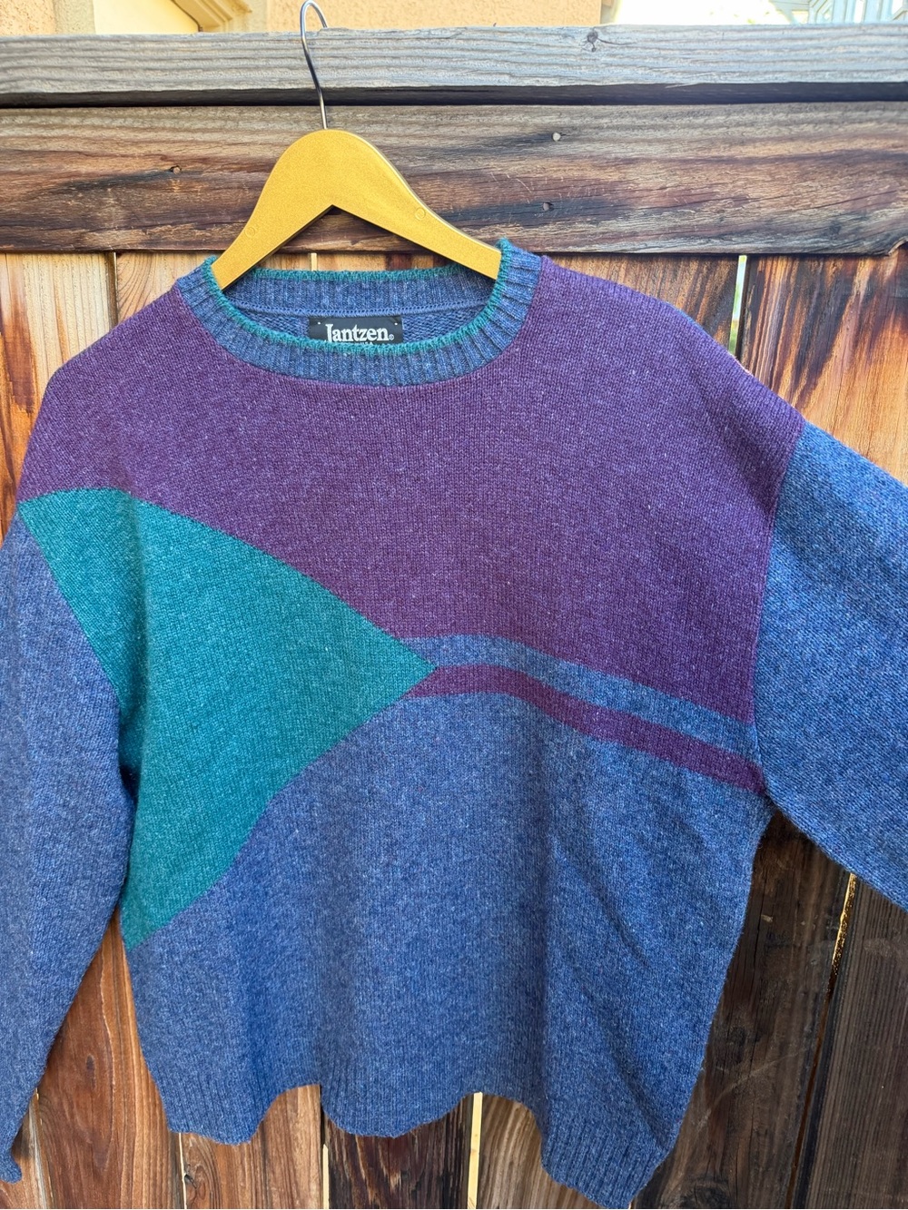 Vintage 80s/90s Jantzen Colorblock Knit Sweater - XL Made in USA